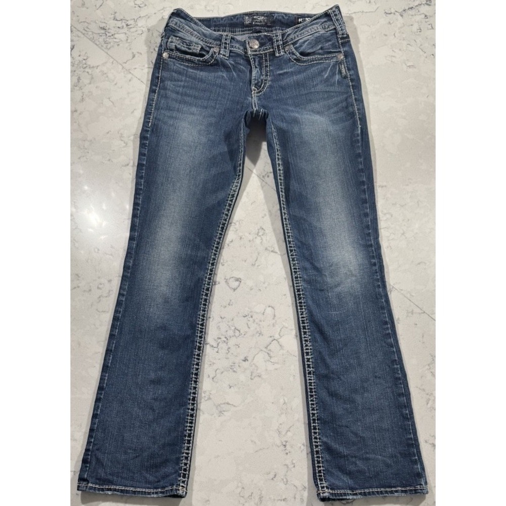 Silver Jeans Co Suki Mid Slim Boot Jeans Womens 28x31 Blue Medium Indigo Wash